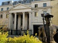 Vintners Place is a 1980s classical style office building in the City of London. It faces the river  Thames Royalty Free Stock Photo