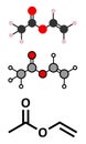 Vinyl acetate, polyvinyl acetate (PVA, PVAc) glue building block. PVA is used in a number of glue types