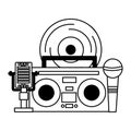 vinyl boombox stereo microphone music festival on white background