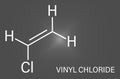 Vinyl chloride, polyvinyl chloride or PVC plastic building block. Skeletal formula. Chemical structure Royalty Free Stock Photo