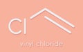 Vinyl chloride, polyvinyl chloride PVC plastic building block. Skeletal formula. Royalty Free Stock Photo