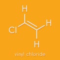 Vinyl chloride, polyvinyl chloride PVC plastic building block. Skeletal formula. Royalty Free Stock Photo