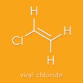 Vinyl chloride, polyvinyl chloride PVC plastic building block. Skeletal formula. Royalty Free Stock Photo