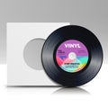Vinyl Disc. Blank Isolated White Background. Realistic Empty Template Of A Music Record Plate With Blank Cover Envelope. Rerto Moc