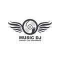 vinyl disc music dj with wings concept vector icon illustration design