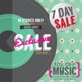 Vinyl Exclusive Sale 7 Days Only For Music Lover Promotion Banner Template.