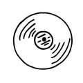 Vinyl gramophone record hand drawn in doodle style. scandinavian monochrome minimalism. single element for design, symbol, music