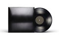 Vinyl LP record with blank black cardboard cover isolated on white