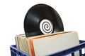 Vinyl LP Record Collection in Crate Royalty Free Stock Photo