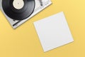 Vinyl player with empty blank cover mockup template