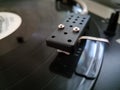 Vinyl player. The plate is on vinyl player Royalty Free Stock Photo