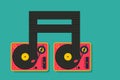 Vinyl player turntable icon. DJ music concept