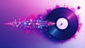 Vinyl Record With Abstract Musical Notes Royalty Free Stock Photo