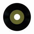 vinyl record with blank green label isolated over white Royalty Free Stock Photo