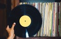 Vinyl record and a collection of albums Royalty Free Stock Photo