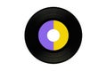 Vinyl record with colorful label on isolated white