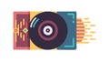 Vinyl Record Digital Data Stream Music Technology Flow, vector design Generative AI Royalty Free Stock Photo