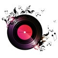 Vinyl record with floral music decoration Royalty Free Stock Photo