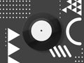 Vinyl record on geometric background photo collage Royalty Free Stock Photo