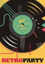 Vinyl record graphic design for retro party invitation or poster Royalty Free Stock Photo