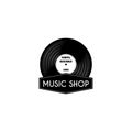 Vinyl record icon. Music shop logo label emblem. Retro vinyl. Vector. Royalty Free Stock Photo