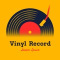 Vinyl record music design vector illustration with yellow background graphic Royalty Free Stock Photo