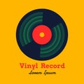 Vinyl record music design vector illustration with yellow background graphic Royalty Free Stock Photo