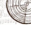 Vinyl record and music notes Royalty Free Stock Photo