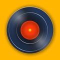 Vinyl record music vector with yellow background graphic Royalty Free Stock Photo