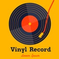 Vinyl record music vector with yellow background graphic Royalty Free Stock Photo