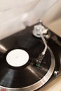 Vinyl record player. Details of the turntable player. Royalty Free Stock Photo