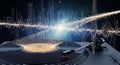 Vinyl Record Player with Sound Waves and Visualizer - Futuristic Music Concept Royalty Free Stock Photo