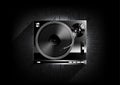 Vinyl record player turntable on black background and long shadow with technology concept, Vector Royalty Free Stock Photo