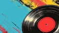 Vinyl record with a pop art splash background. Vibrant and artistic interpretation of classic music media. Concept of Royalty Free Stock Photo