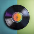 A vinyl record on a retro background. AI generated illustration.