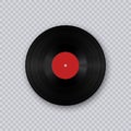 Vinyl record. Retro sound carrier. Retro sound carrier. Gramophone vinyl LP record template isolated on transparent background. Royalty Free Stock Photo