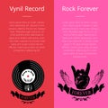 Vinyl Record and Rock Forever Banners with Text