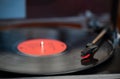 A vinyl record and turn table Royalty Free Stock Photo