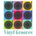 Vinyl records pop art illustration, Loving those vinyl grooves text, retro illustration