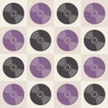 Vinyl records seamless pattern. Music endless background. Creative style. Retro colors. Royalty Free Stock Photo