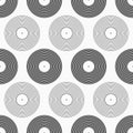 Vinyl records seamless pattern. Vector vinyl record discs outline pattern Royalty Free Stock Photo