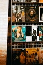 Vinyl records in a shop window