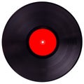 Vinyl 33rpm record with red label. With clipping path Royalty Free Stock Photo