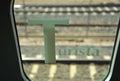 Window of a tourist class -clase turista- train wagon, Spain Royalty Free Stock Photo