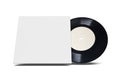 Vinyl single record in cardboard cover on white background