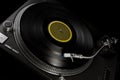 Vinyl turntable on black Royalty Free Stock Photo
