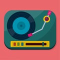 Vinyl turntable with vinyl disc vector illustration from top view for music concept Royalty Free Stock Photo