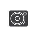 Vinyl turntable record player icon vector, filled flat sign, solid pictogram on white Royalty Free Stock Photo