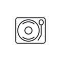 Vinyl turntable record player line icon, outline vector sign, linear style pictogram isolated on white Royalty Free Stock Photo