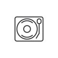 Vinyl turntable record player line icon, outline vector sign, linear style pictogram isolated on white. Royalty Free Stock Photo